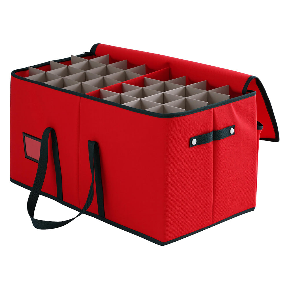 128-Slot Christmas Bauble Storage Box β Red