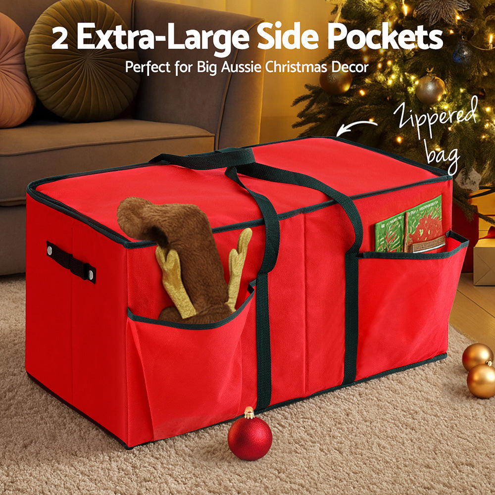 128-Slot Christmas Bauble Storage Box β Red