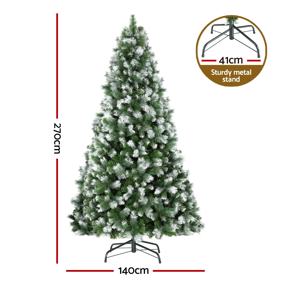 Snow-Tipped Green Pine Christmas Tree – 9FT | Full & Realistic Winter Centrepiece