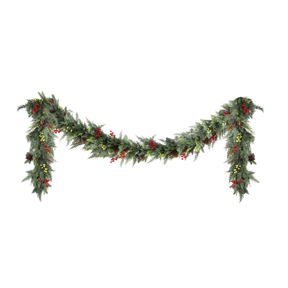 3M Pre-Lit Christmas Garland with Pine Cones & Berries