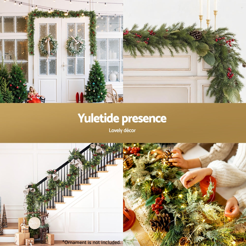 3M Pre-Lit Christmas Garland with Pine Cones & Berries