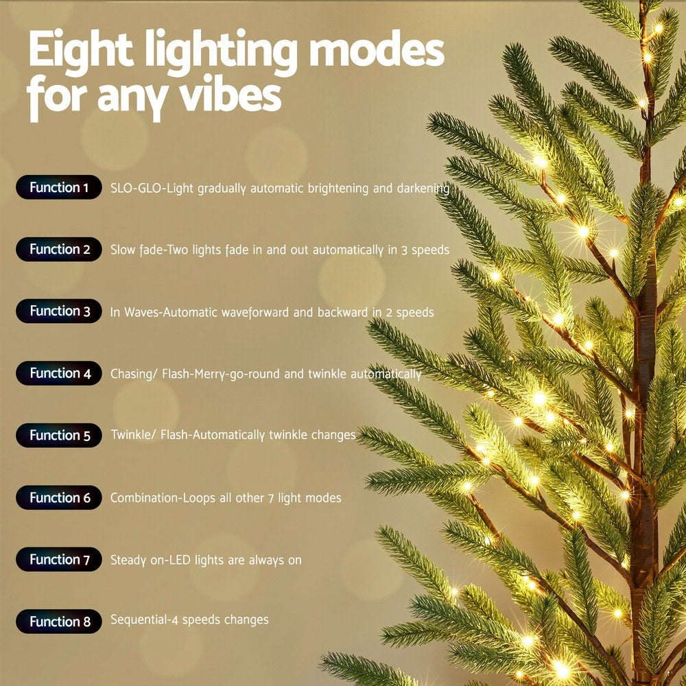 6FT Pre-Lit LED Christmas Tree with Warm White Lights with 8 Modes
