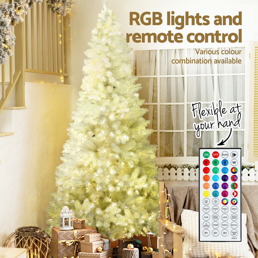 7FT Premium White LED Christmas Tree with 450 RGB Lights & Remote Control