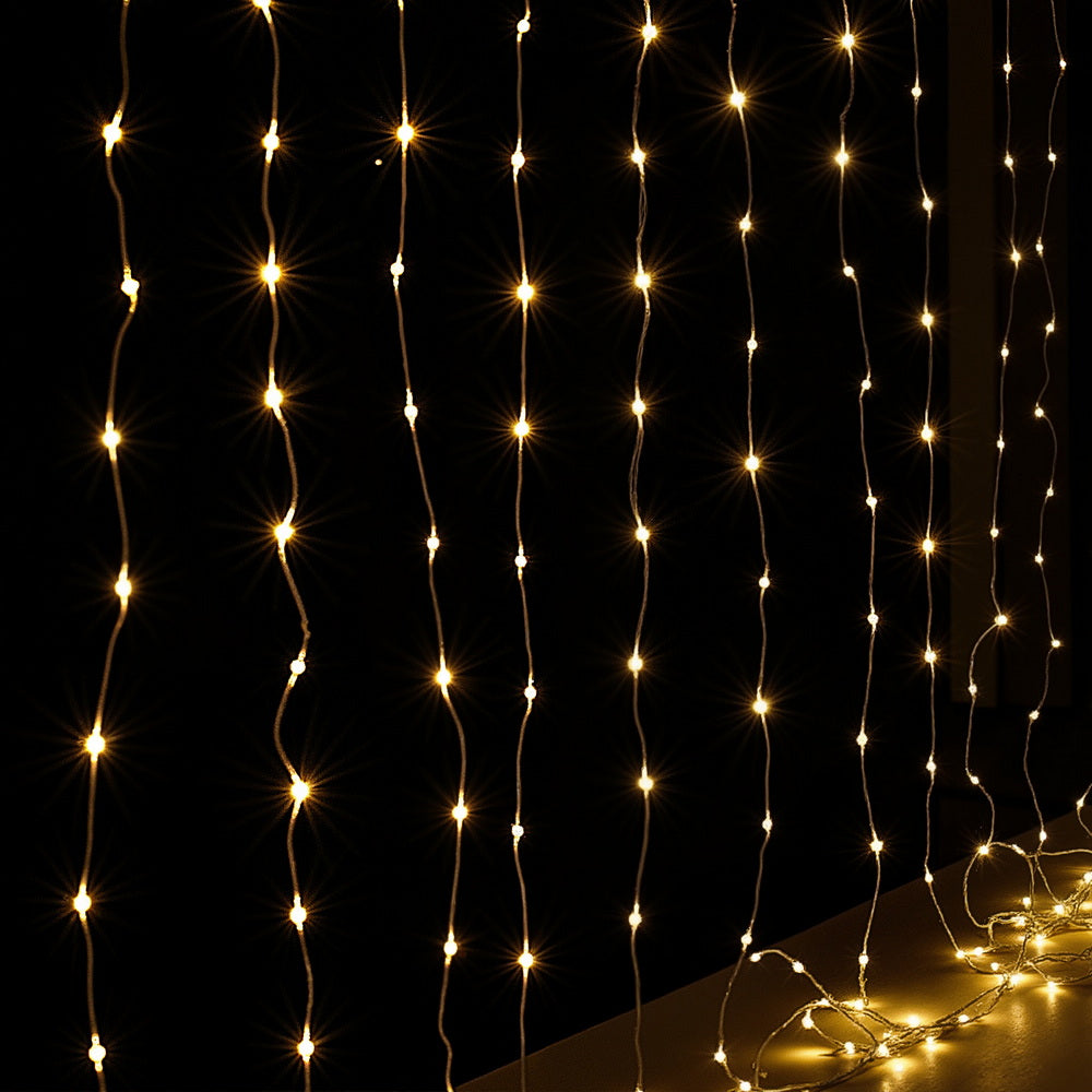 3M (9.8FT) Warm White LED Curtain Lights – 300 LEDs