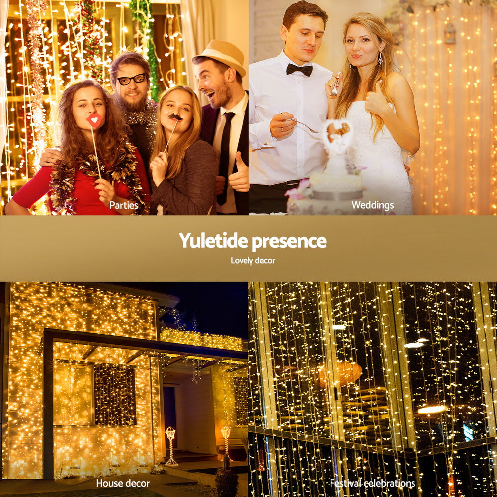 3M (9.8FT) Warm White LED Curtain Lights – 300 LEDs