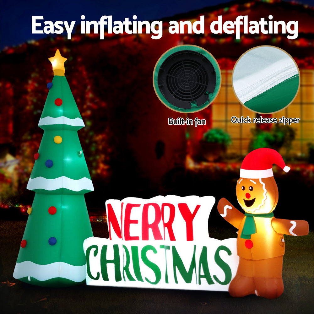 1.5M Inflatable Gingerbread Man – Festive LED Outdoor Decoration