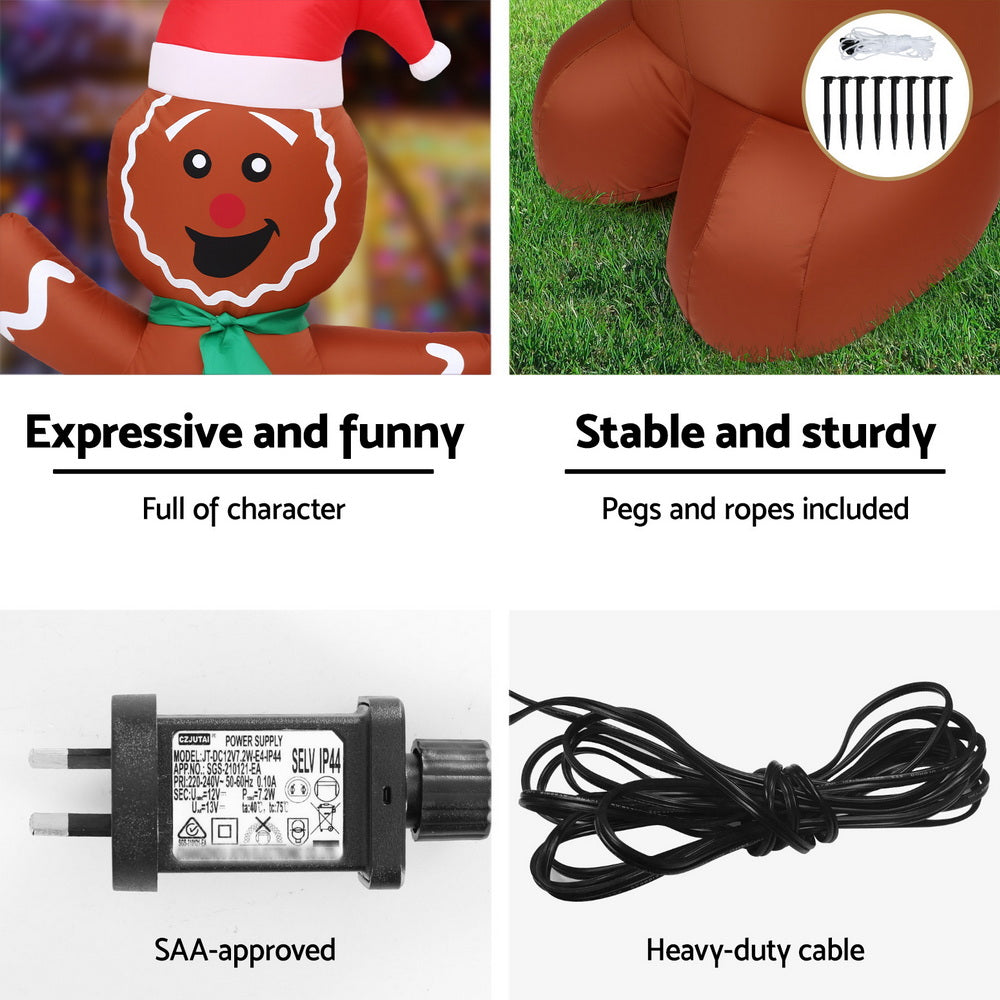 1.5M Inflatable Gingerbread Man – Festive LED Outdoor Decoration