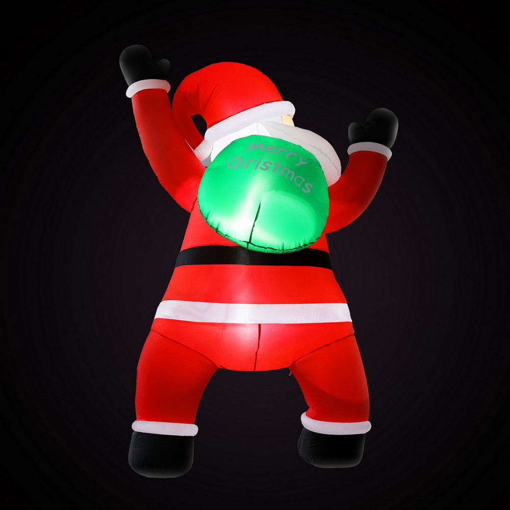 1.9M Inflatable Climbing Santa – LED Christmas Display