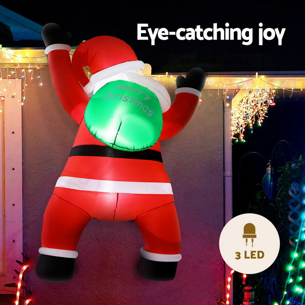 1.9M Inflatable Climbing Santa – LED Christmas Display