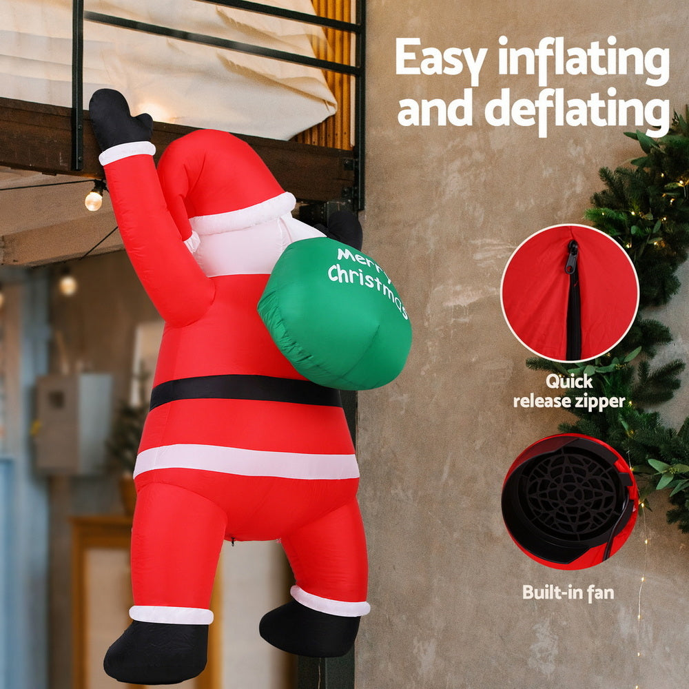 1.9M Inflatable Climbing Santa – LED Christmas Display