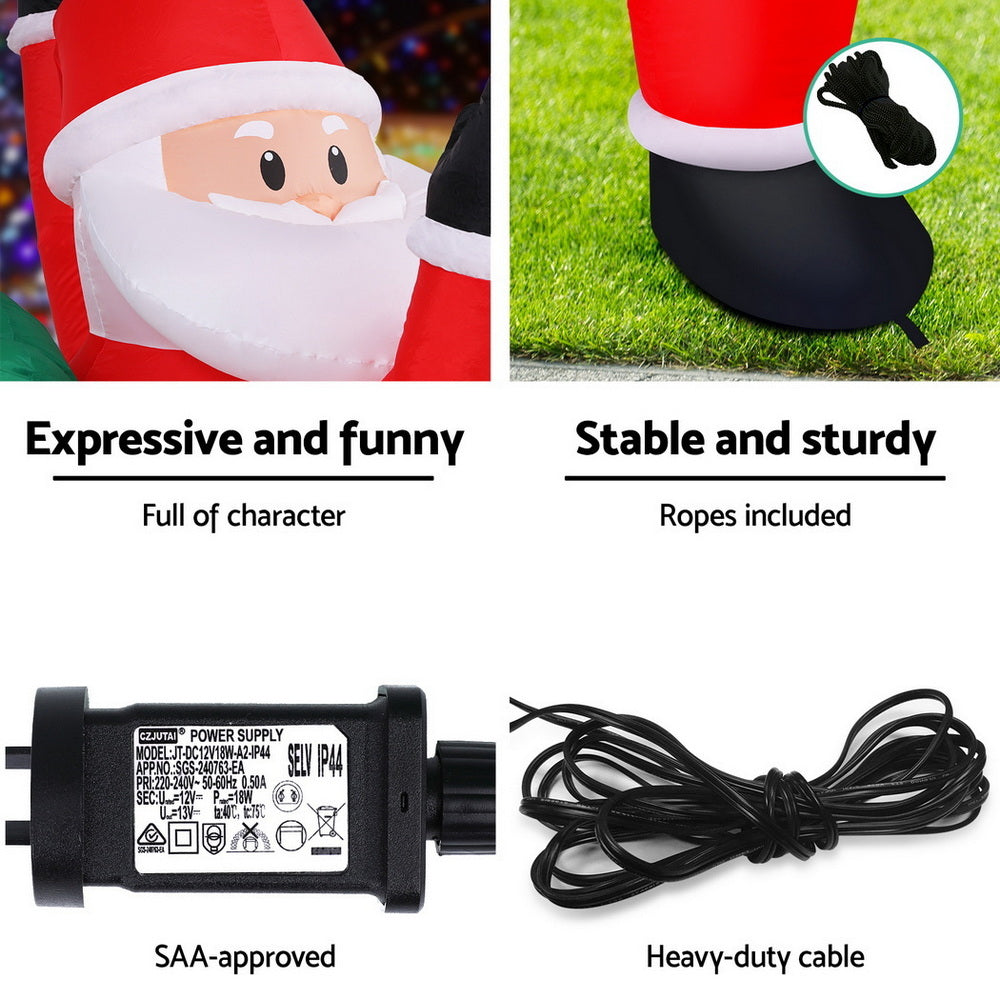1.9M Inflatable Climbing Santa – LED Christmas Display