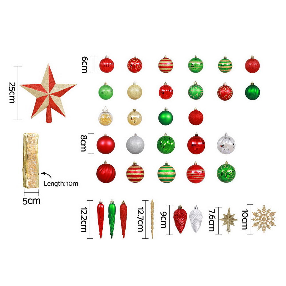 155pcs Red & Green Christmas Ornament Set – Shatterproof Tree Decorations