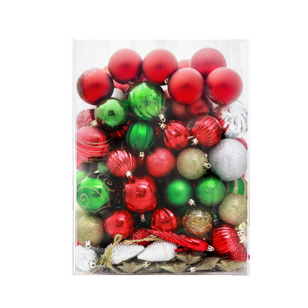 155pcs Red & Green Christmas Ornament Set – Shatterproof Tree Decorations