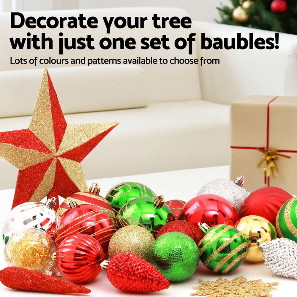 155pcs Red & Green Christmas Ornament Set – Shatterproof Tree Decorations