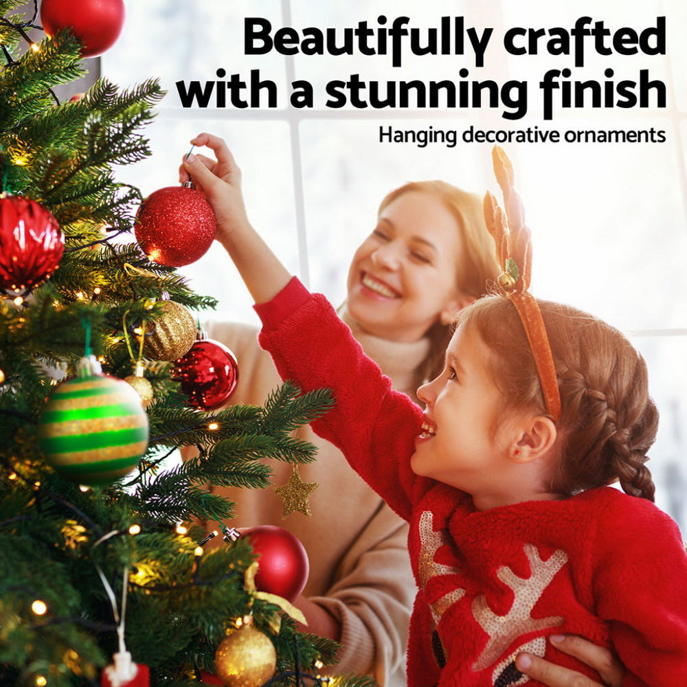 155pcs Red & Green Christmas Ornament Set – Shatterproof Tree Decorations