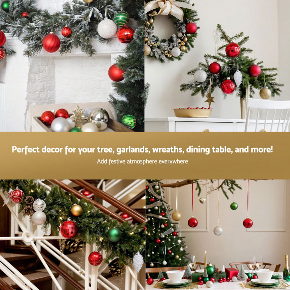 155pcs Red & Green Christmas Ornament Set – Shatterproof Tree Decorations