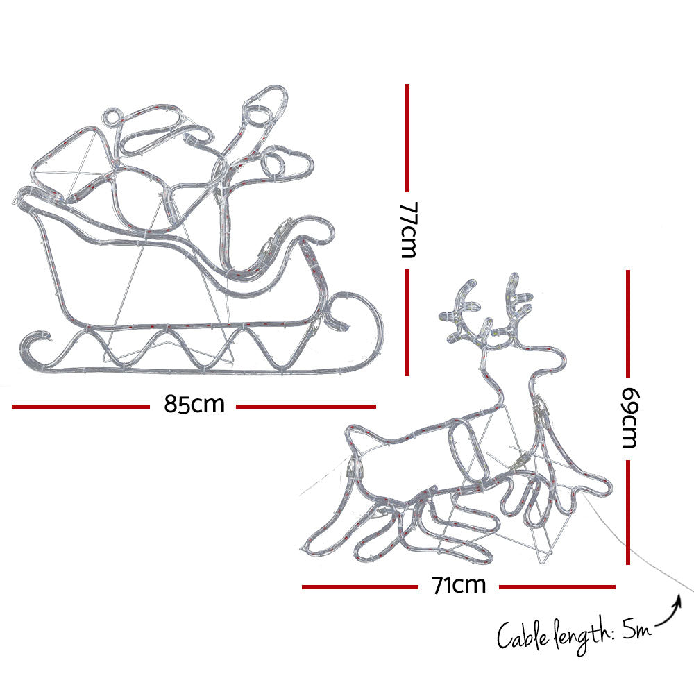 Jingle Jollys Santa's Sleigh with Reindeer Lights – Multi-Coloured LED Display for Indoor & Outdoor Use 🎄