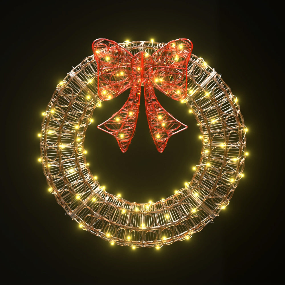 Jingle Jollys Solar LED Christmas Wreath – 60cm Outdoor Decor ✨