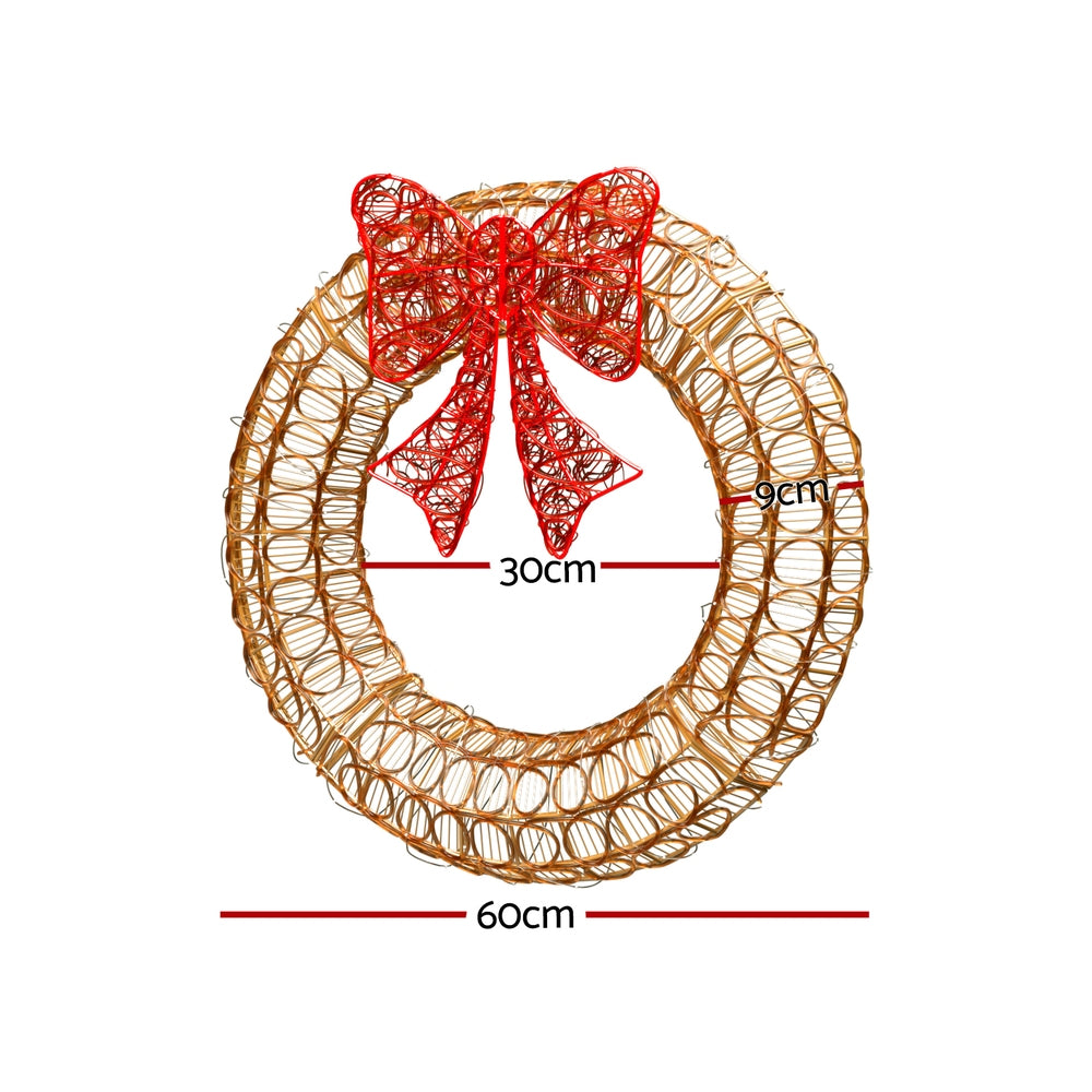 Jingle Jollys Solar LED Christmas Wreath – 60cm Outdoor Decor ✨
