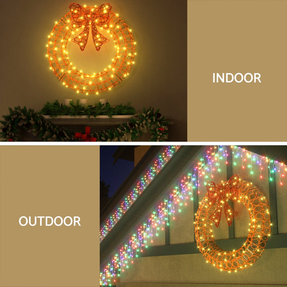 Jingle Jollys Solar LED Christmas Wreath – 60cm Outdoor Decor ✨
