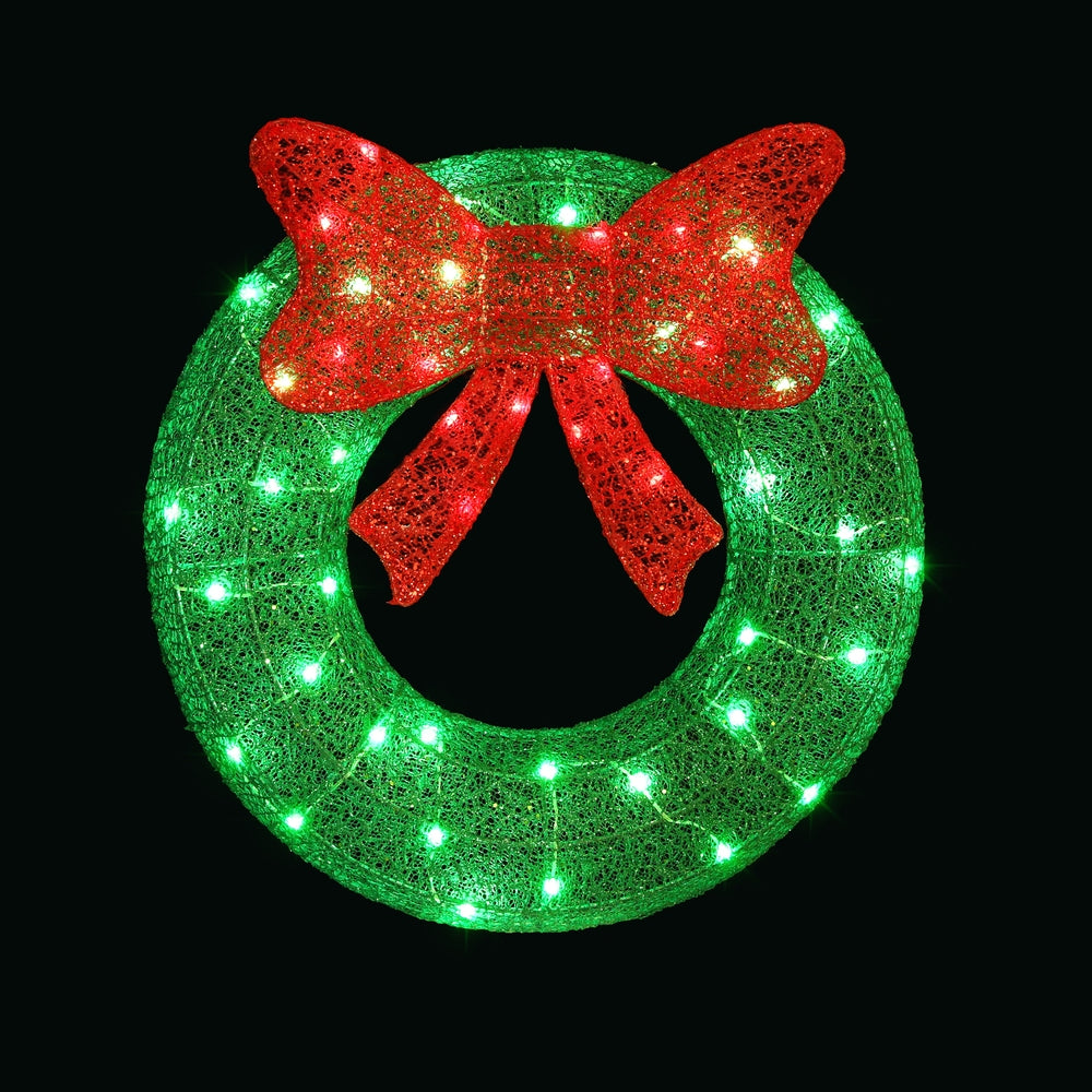 Jingle Jollys Solar LED Christmas Wreath – 60cm Warm White Lights ✨
