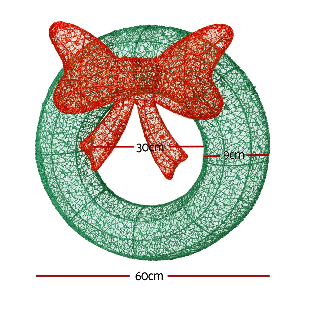 Jingle Jollys Solar LED Christmas Wreath – 60cm Warm White Lights ✨