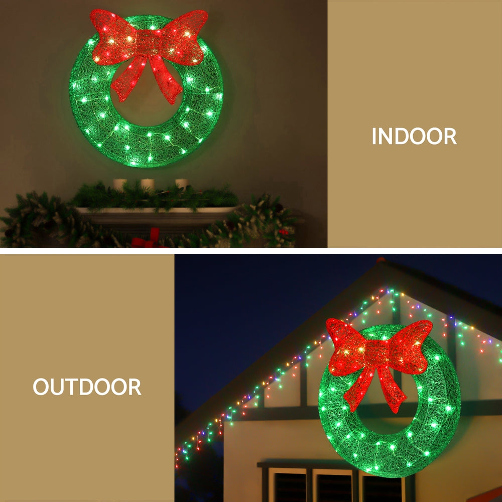 Jingle Jollys Solar LED Christmas Wreath – 60cm Warm White Lights ✨