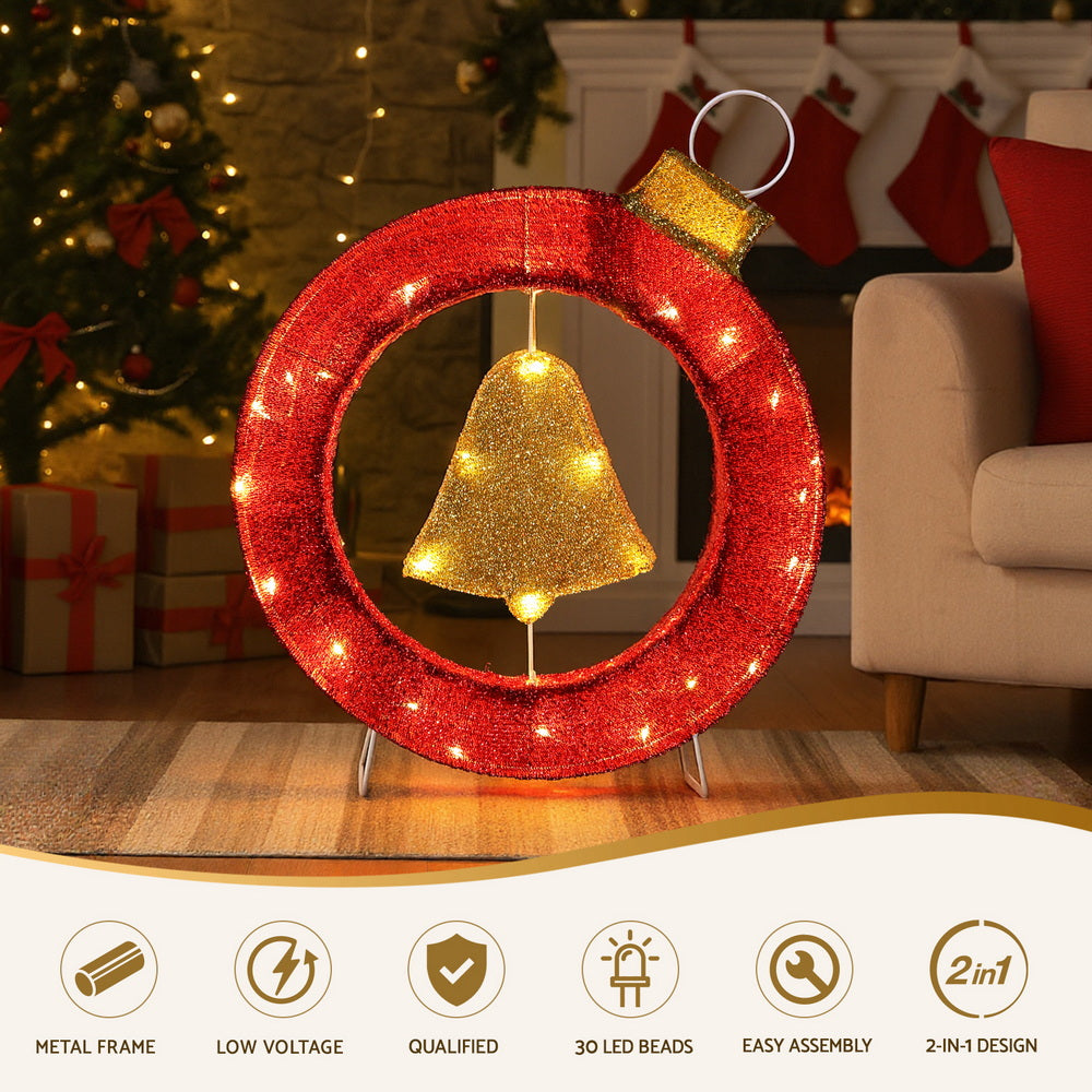 60cm Bell Wreath LED Christmas Light – 30 Warm White LEDs