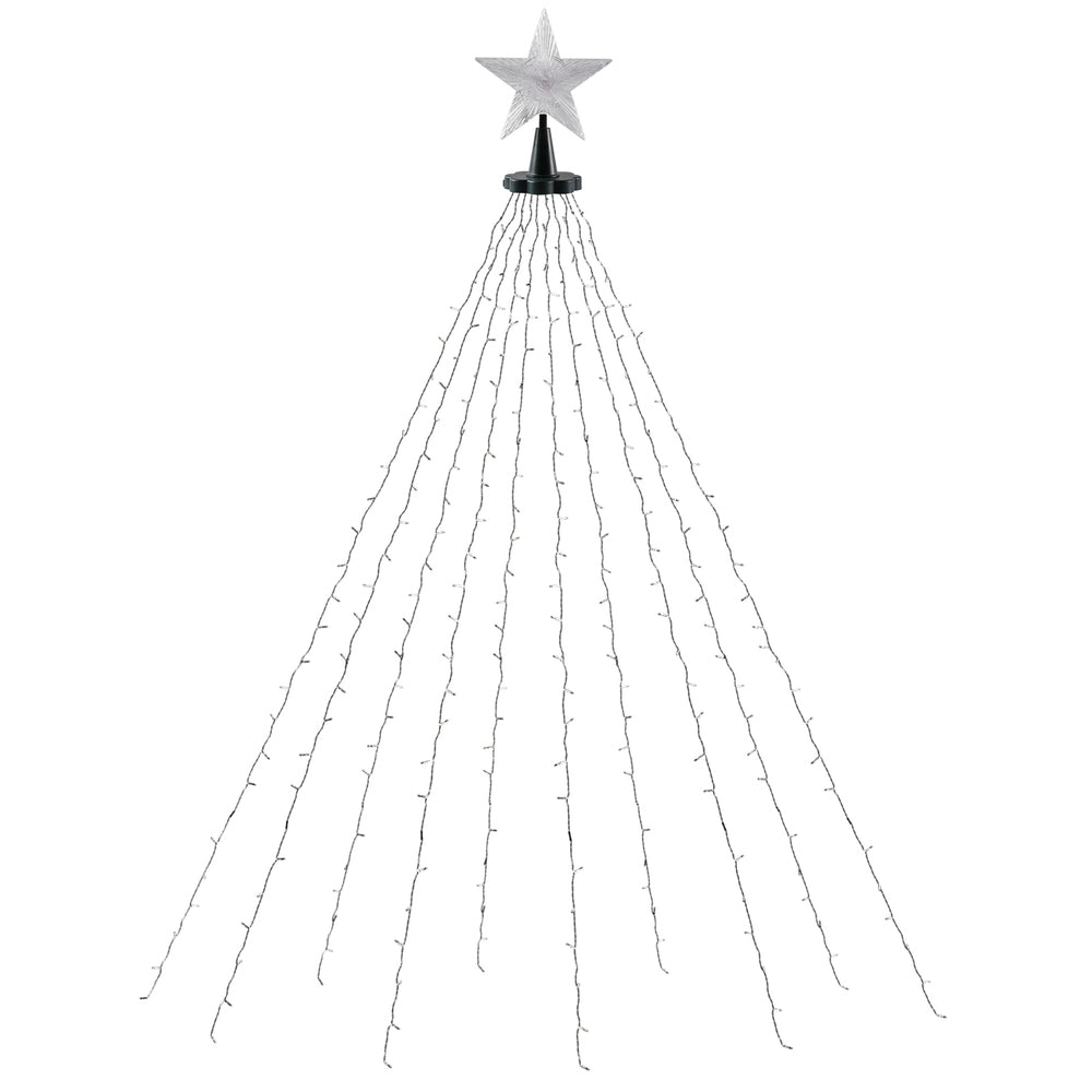 2.5M Waterfall Christmas Lights with Star Topper – 300 LED