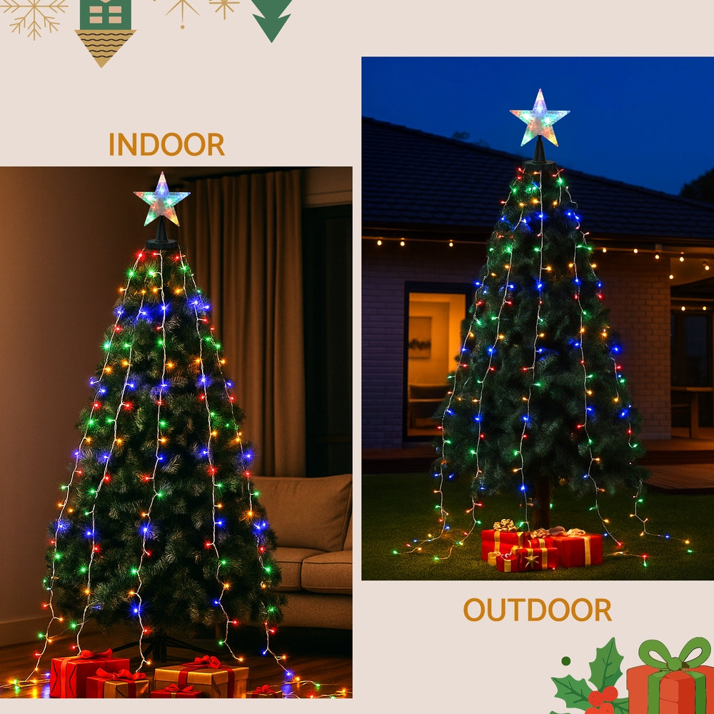 2.5M Waterfall Christmas Lights with Star Topper – 300 LED