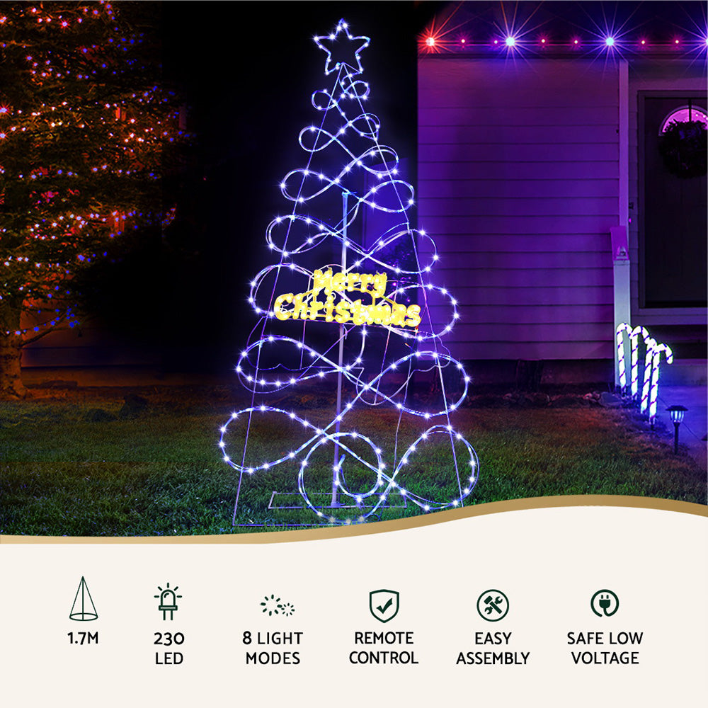 Jingle Jollys 8ft RGBW LED Christmas Tree Light Display – Indoor & Outdoor Use 🎄