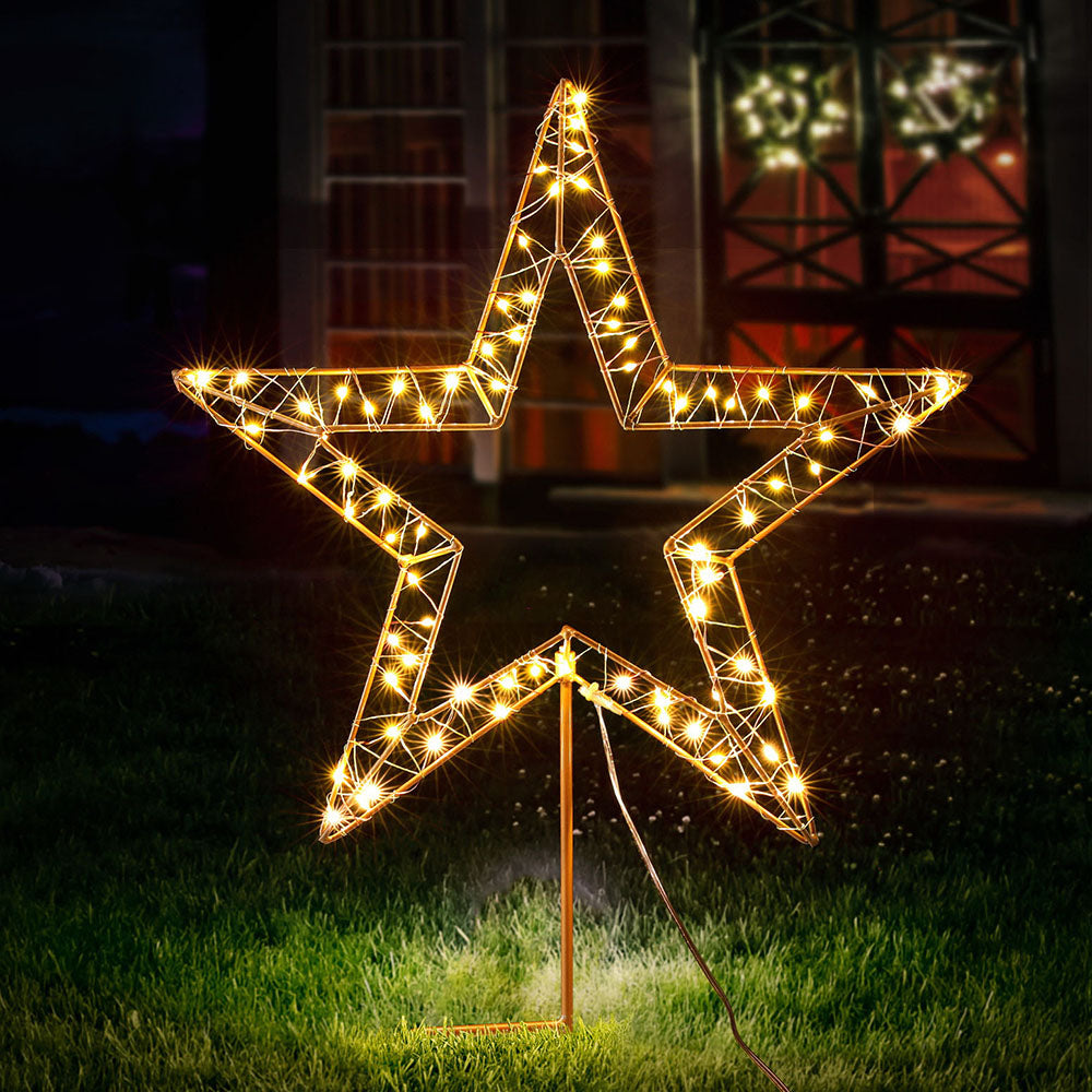 Translation missing: en.Warm white LED Christmas star decoration for outdoor garden display at night: Outdoor LED Decorations