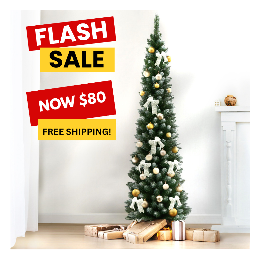 6FT Slim Green Snow-Flocked Christmas Tree