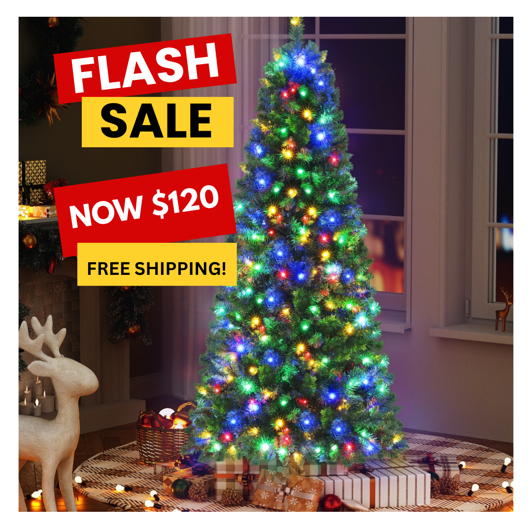 6FT Pre-Lit Multi-Colour LED Christmas Tree - 544 Tips with 8 Lighting Modes