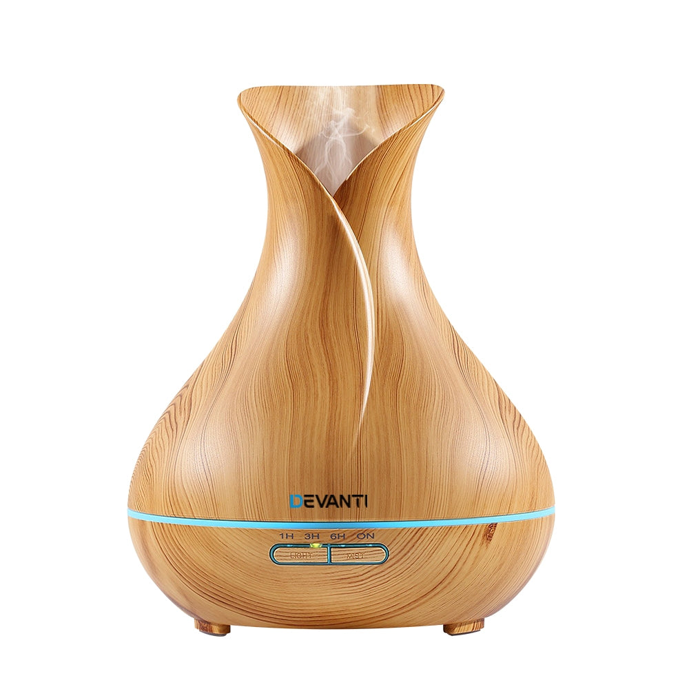 400ml Light Wood Grain Aroma Diffuser – 4-in-1 Wellness