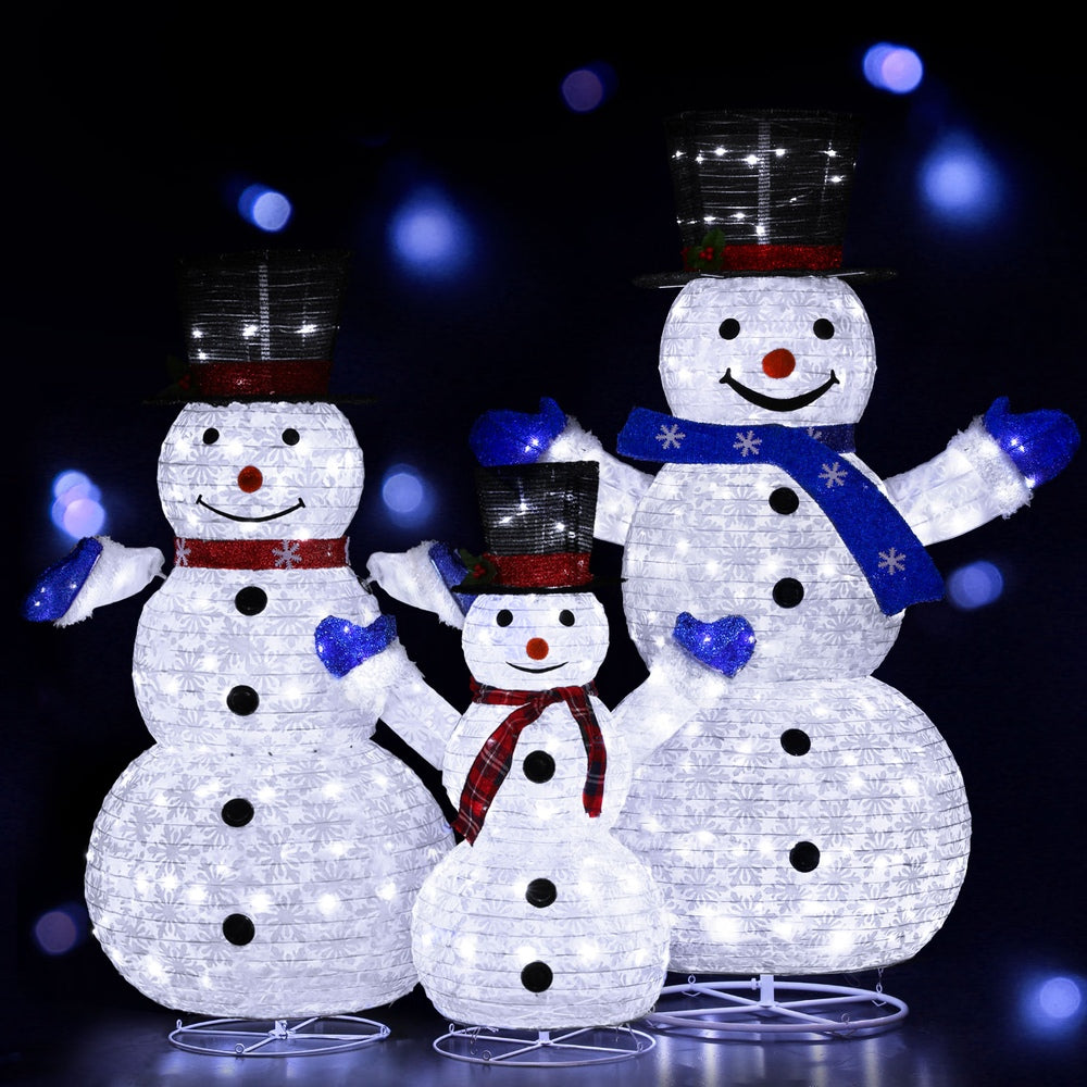 3PCS Snowman Christmas Light Display Set – Cool White LED Indoor/Outdoor