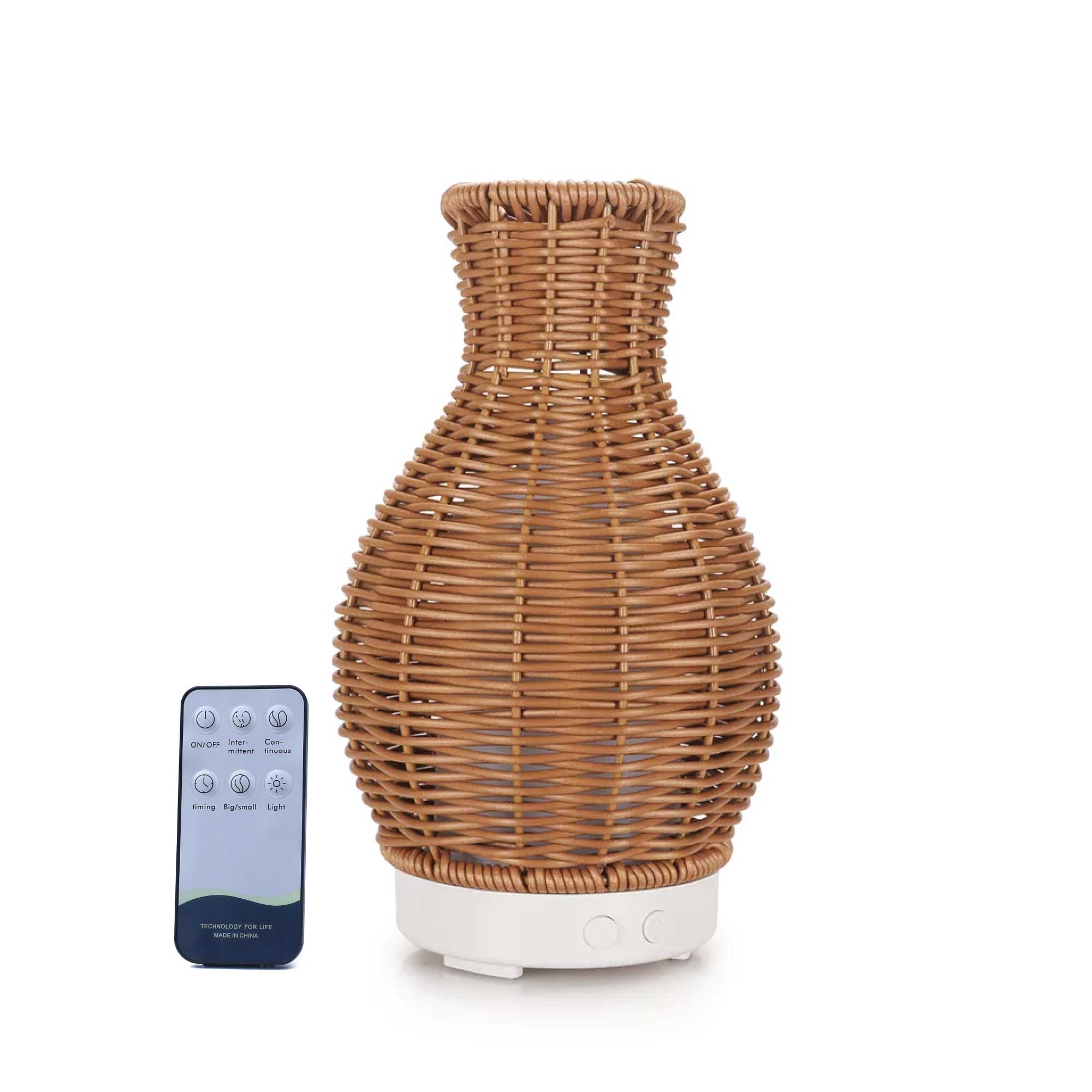100ml Wicker Rattan Aroma Diffuser – Remote-Controlled Ultrasonic Mist