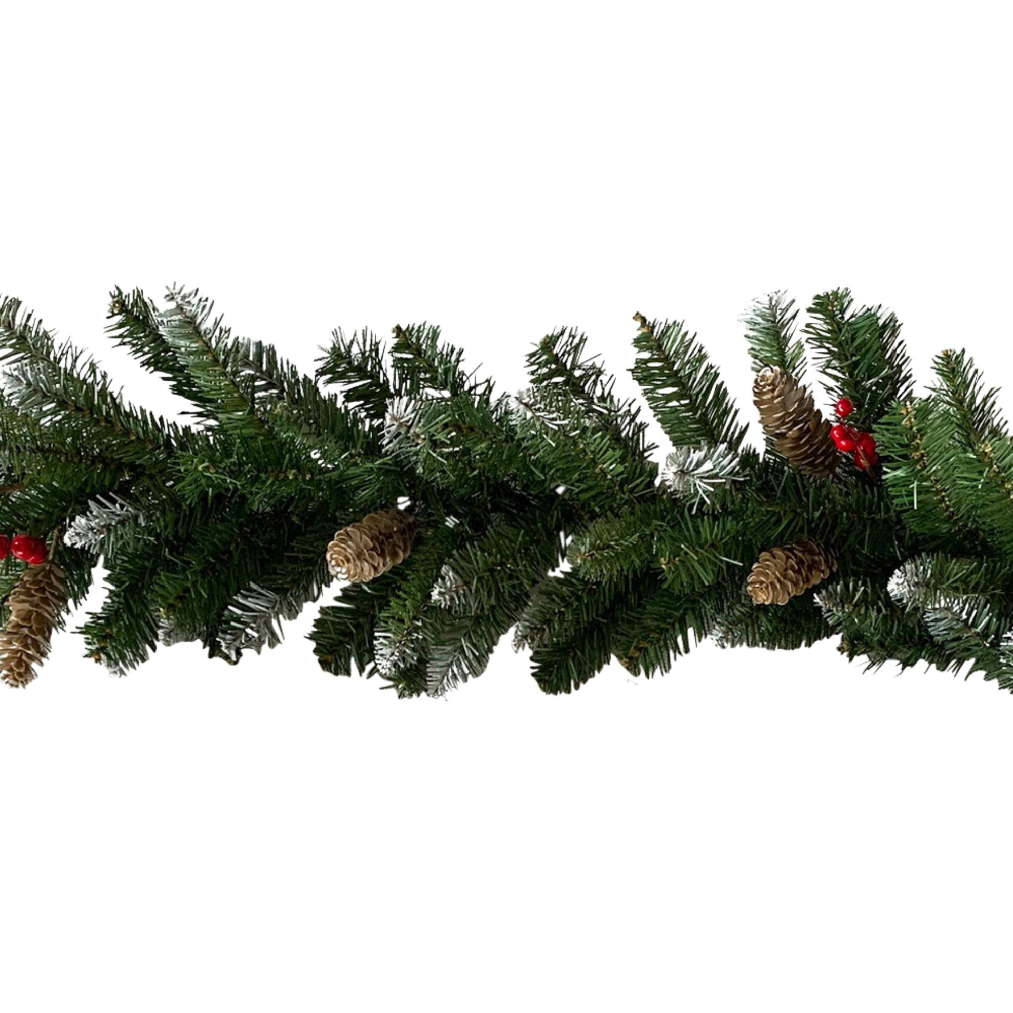 2.7M Christmas Garland with Pine Cones & Berries