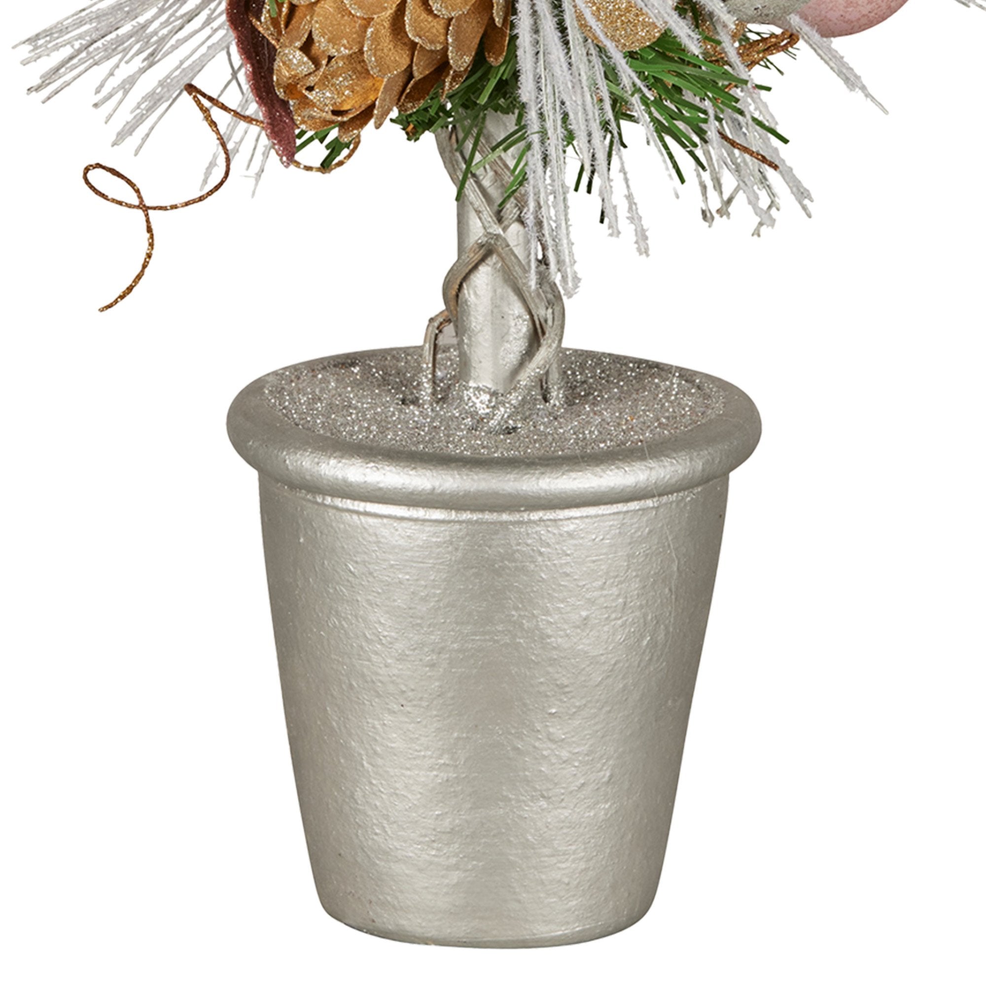 36cm Tabletop Christmas Topiary Tree – Jewelled Baubles, Berries & Pine Cones