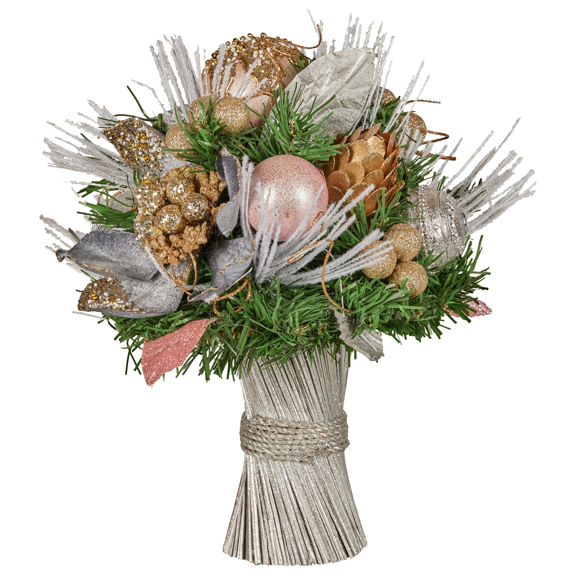 33cm Christmas Bouquet – Jewelled Baubles, Berries, Flowers & Pine Cones