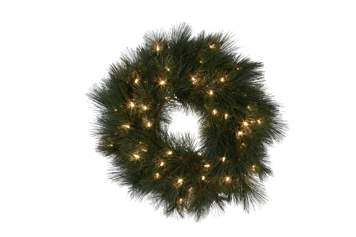 61CM Long Needle Pre-Lit Christmas Wreath – Multi-Function LEDs