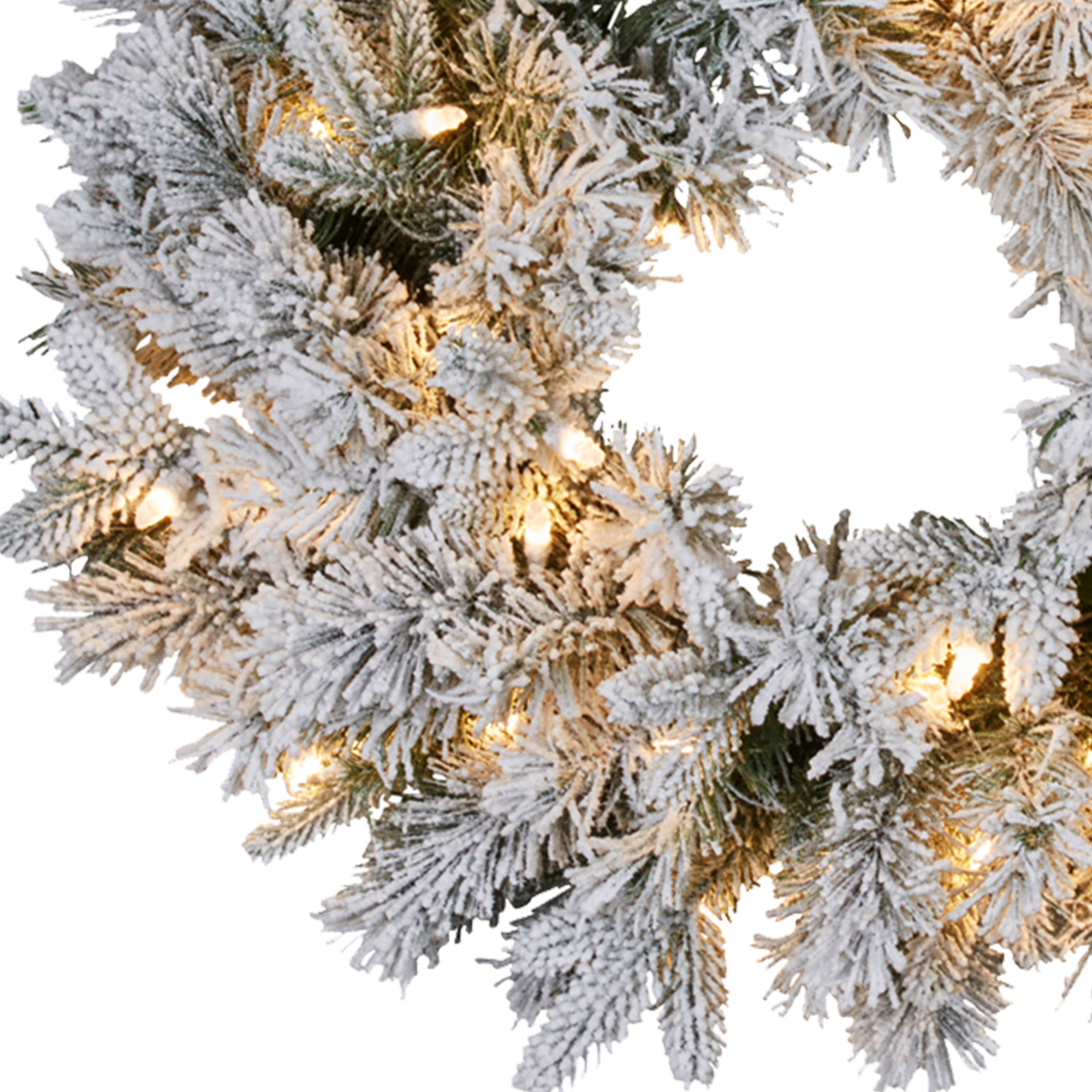 61CM Snowy Atica Pre-Lit Christmas Wreath – Warm White LEDs
