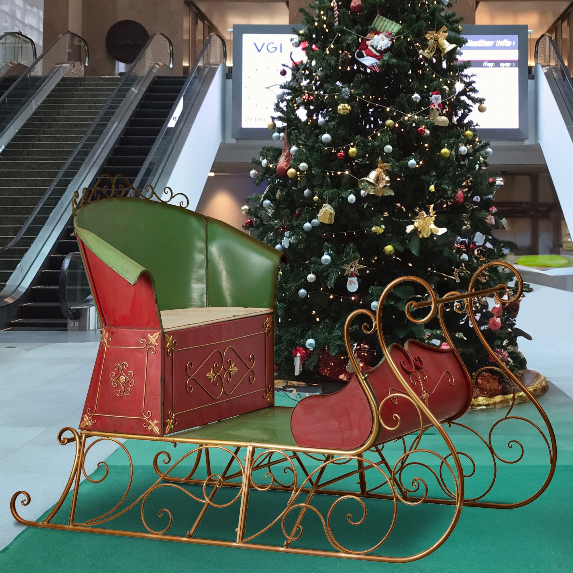 2.1M Rustic Christmas Sleigh Display – Life-Size Steel Decoration