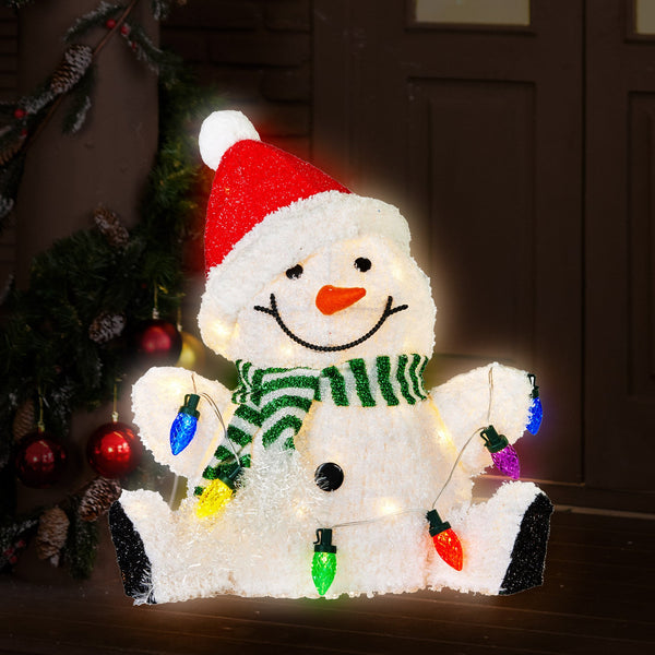 40CM Sitting Snowman Motif Light – Warm White & Colour LEDs 35 Lights