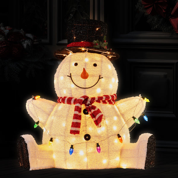 82CM Sitting Snowman Motif Light – Warm White & Colour LEDs 110 Lights