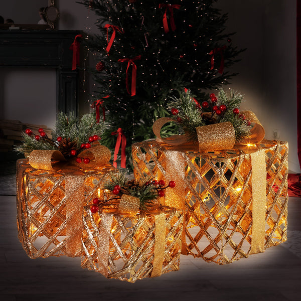 25CM Gift Box Motif Light Set – 35 Warm White LED Lights