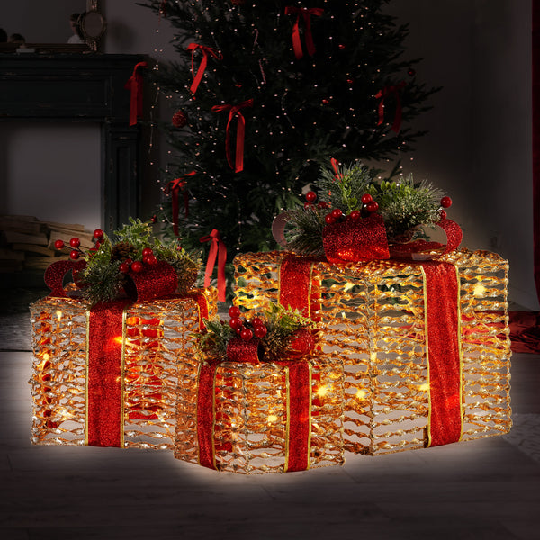 25CM Gift Box Motif Light Set – 35 Warm White LED Lights