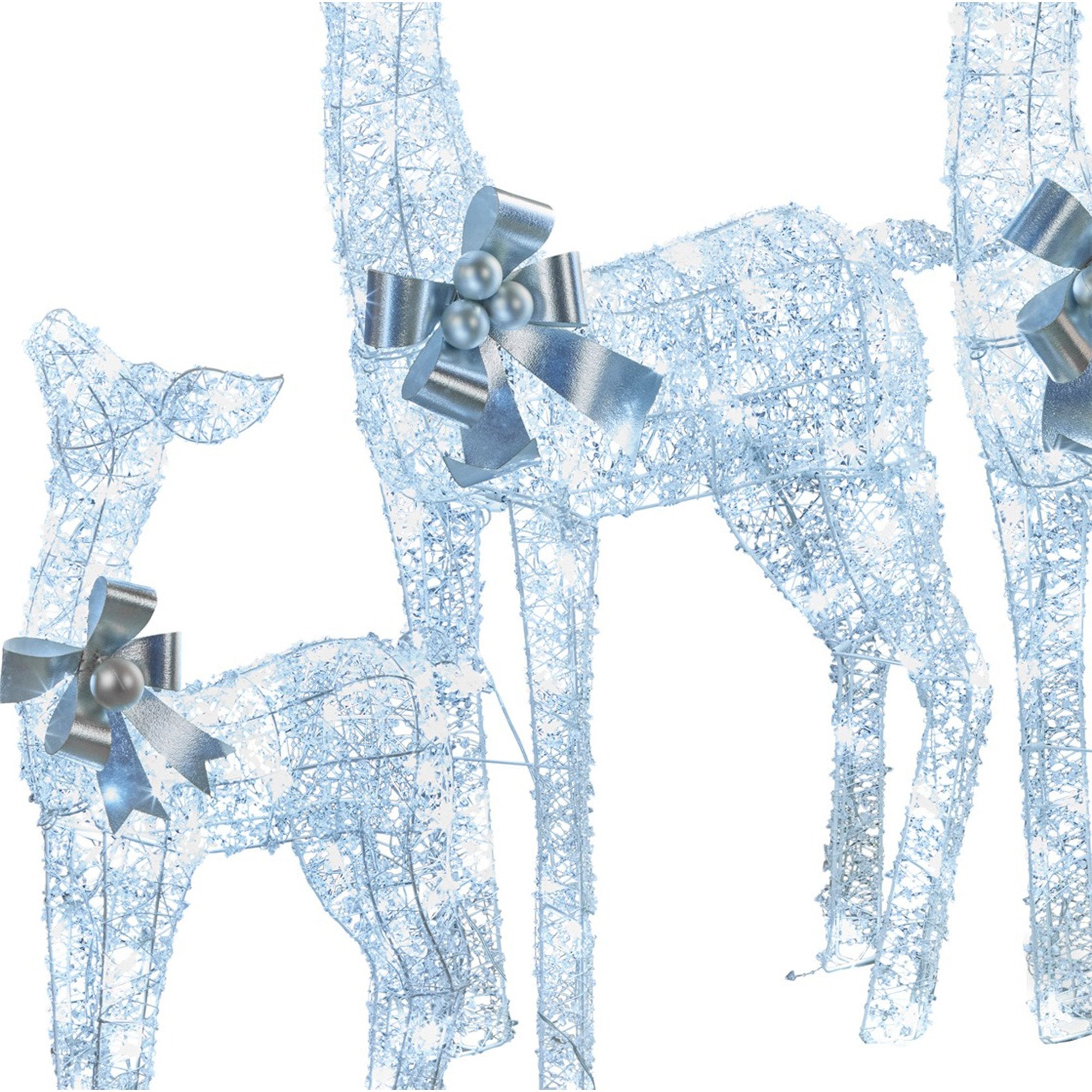 3-Piece Christmas Reindeer Display Set – Silver Cool White LED Decorations