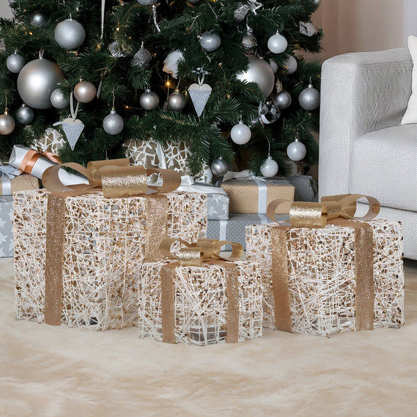 3PCS Gift Box Motif Light Set – 60 Warm White LED Lights