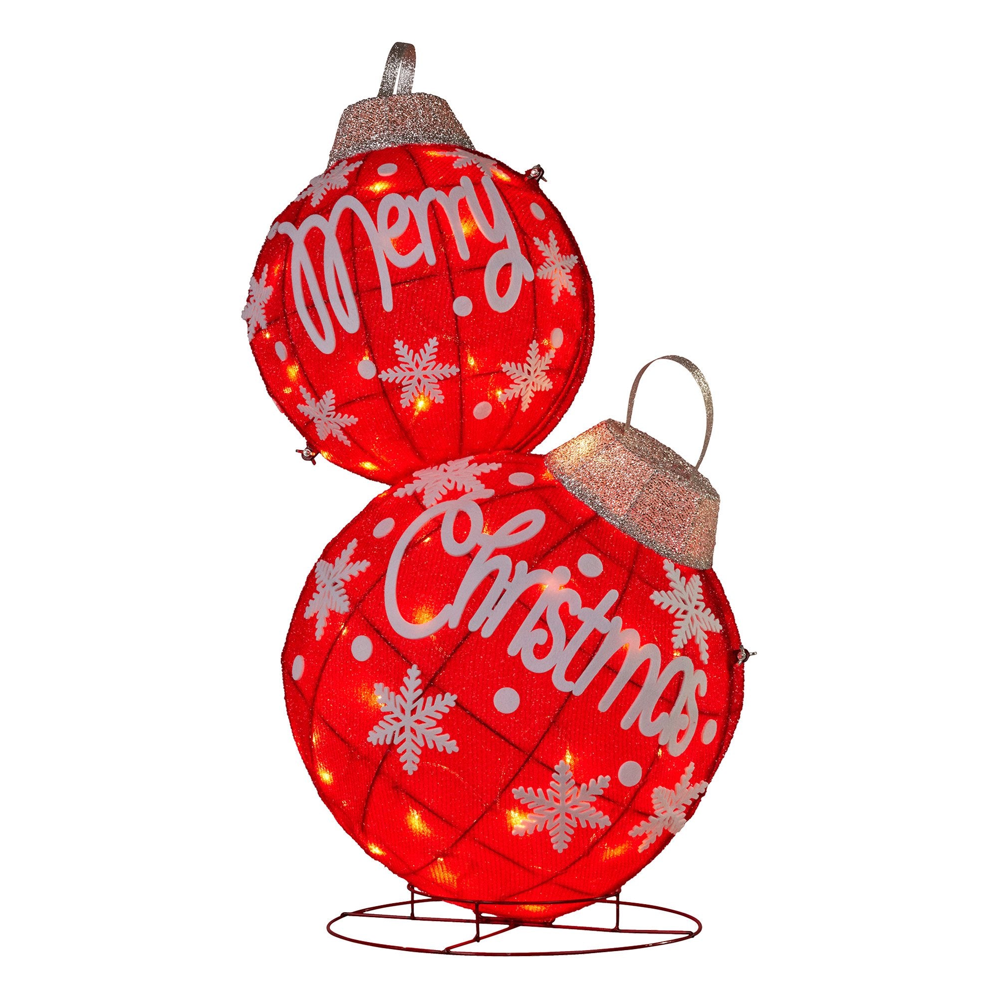 90CM Oversized Christmas Bauble Display – Warm White LED Lights & Glitter